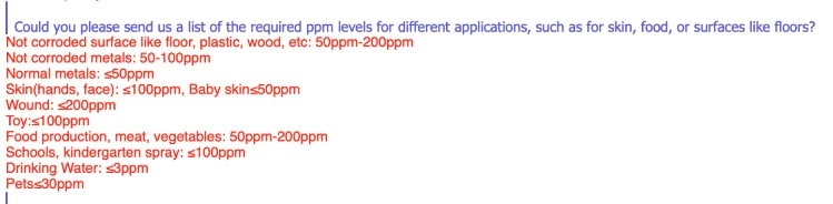 कीटाणुशोधन के लिए हाइपोक्लोरस एसिड सांद्रता कीटाणुशोधन के लिए हाइपोक्लोरस एसिड सांद्रता
